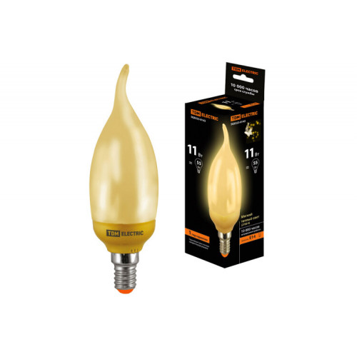 Лампа энергосберегающая КЛЛ 12Вт E14 827 золотая cвеча на ветру СGW (mini) | SQ0323-0143 | TDM