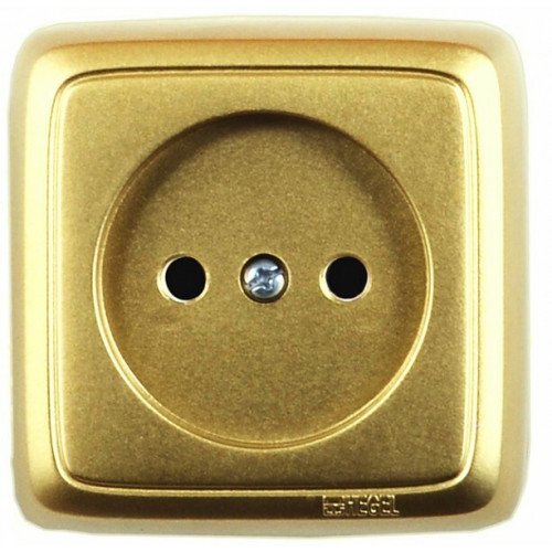 Розетка открытой установки, одноместная, с изолирующей пластиной, цвет золото | РА16-103-07 | HEGEL