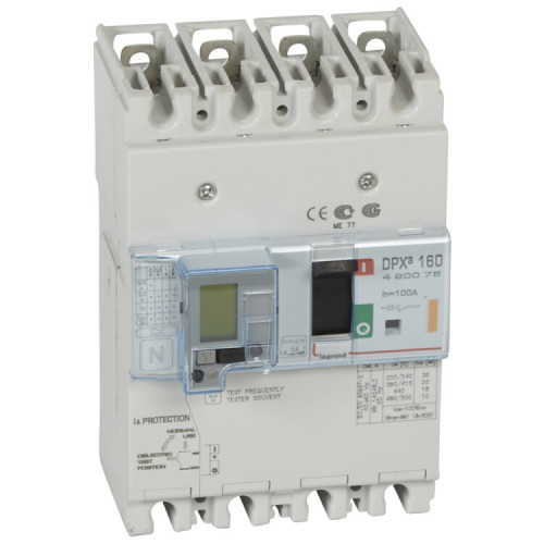 Автоматический выключатель DPX3 160 - термомагн. расц. - с диф. защ. - 25 кА - 400 В~ - 4П - 100 А | 420075 | Legrand