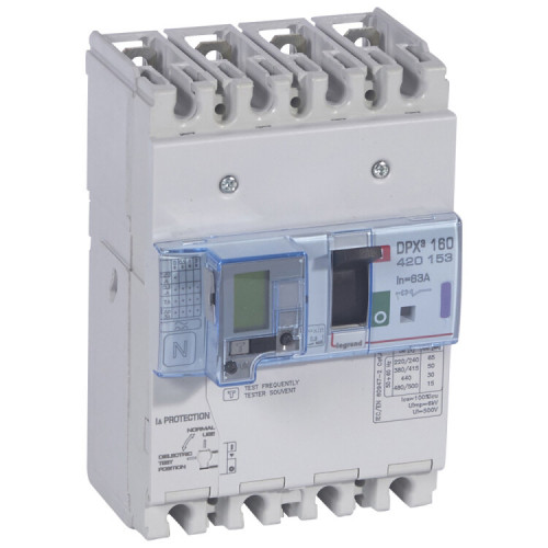 Автоматический выключатель DPX3 160 - термомагн. расц. - с диф. защ. - 50 кА - 400 В~ - 4П - 63 А | 420153 | Legrand