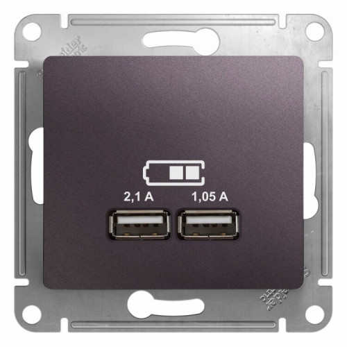 Glossa Сиреневый туман USB Розетка, 5В/2100мА, 2х5В/1050мА, механизм | GSL001433 | SE