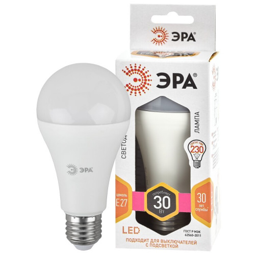 Лампа светодиодная LED A65-30W-827-E27 (диод, груша, 30Вт, тепл, E27) (10/100/1200) | Б0048015 | ЭРА