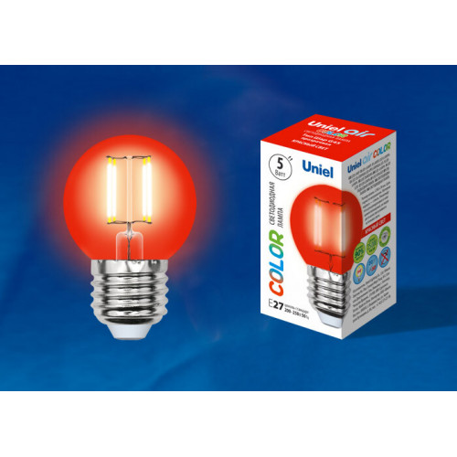 Лампа светодиодная LED-G45-5W/RED/E27 GLA02RD LED. 