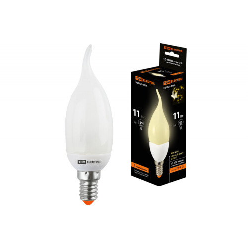Лампа энергосберегающая КЛЛ 11Вт E14 827 cвеча на ветру СW (mini) | SQ0323-0136 | TDM