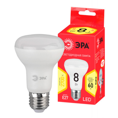 Лампа светодиодная RED LINE LED R63-8W-827-E27 R Е27 / E27 8 Вт рефлектор теплый белый свет | Б0050701 | ЭРА