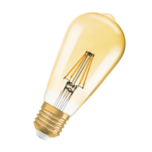 Лампа светодиодная LED, филаментная, золотистая Vintage 1906 LED dim CL Edison FIL GOLD 55 dim 7, 5W/825 E27 | 4052899972360 | Osram