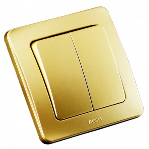 Выключатель скрытой установки, двухклавишный, цвет золото | ВС16-351-07 | HEGEL
