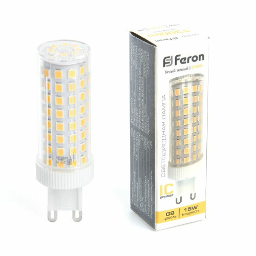 Лампа светодиодная, (15W) 230V G9 2700K JCD, LB-437 | 38212 | FERON