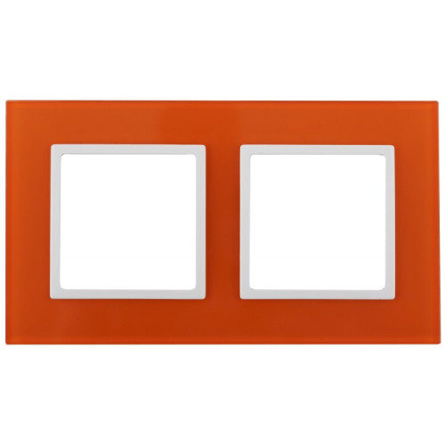 14-5102-22 Электроустановка ЭРА Рамка на 2 поста, стекло, Эра Elegance, оранжевый+бел | Б0034495 | ЭРА