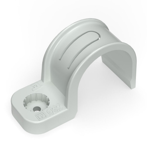 Крепеж-скоба пластиковая односторонняя для прямого монтажа серая в п/э д32 (25шт/375шт уп/кор) | PR13.0371 | Промрукав