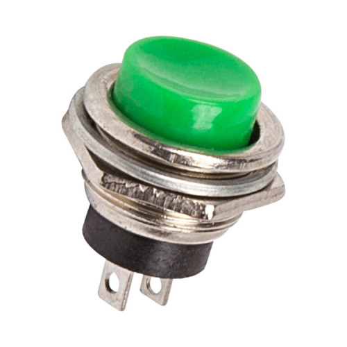 Выключатель-кнопка металл 250V 2А (2с) (ON)-OFF ?16.2 зеленая | 36-3353 | REXANT
