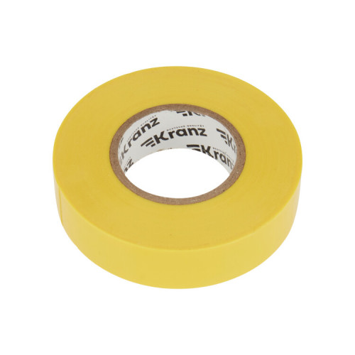 Изолента ПВХ KRANZ профессиональная, 0.18х19 мм, 20 м, желтая (10 шт./уп.) |KR-09-2802 | Kranz