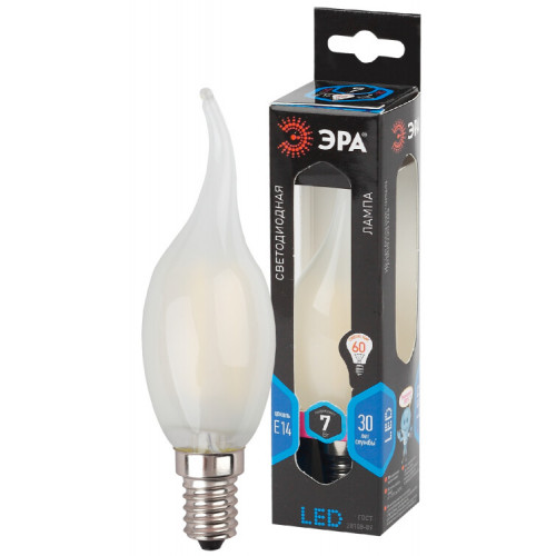 Лампа светодиодная F-LED BXS-7W-840-E14 frost (филамент, свеча на ветру мат., 7Вт, нейтр, E14) | Б0027955 | ЭРА