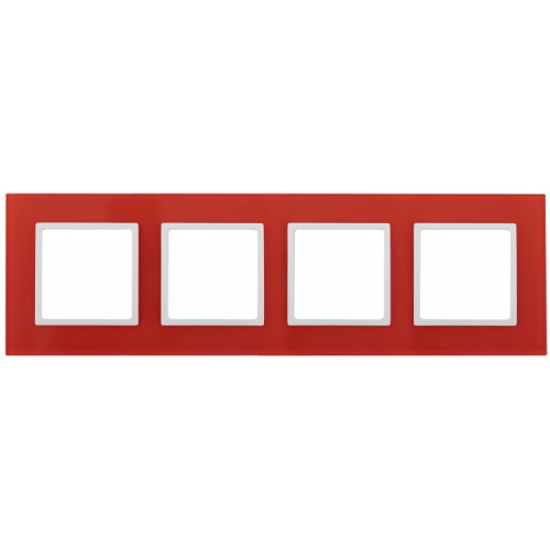 14-5104-23 Электроустановка ЭРА Рамка на 4 поста, стекло, Эра Elegance, красный+бел | Б0034532 | ЭРА