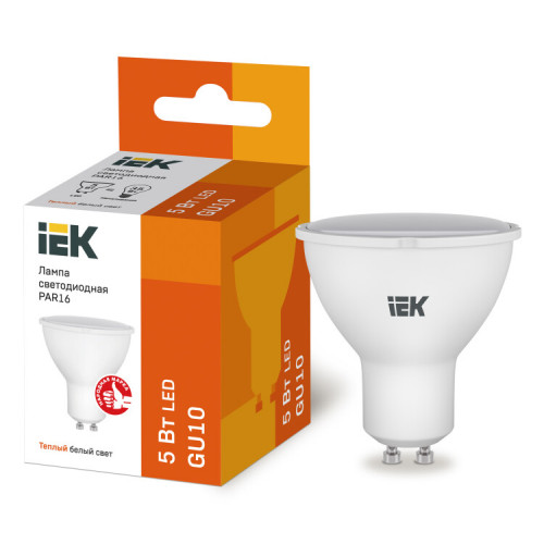 Лампа светодиодная LED 5Вт GU10 220В 3000К PAR16 софит | LLE-PAR16-5-230-30-GU10 | IEK
