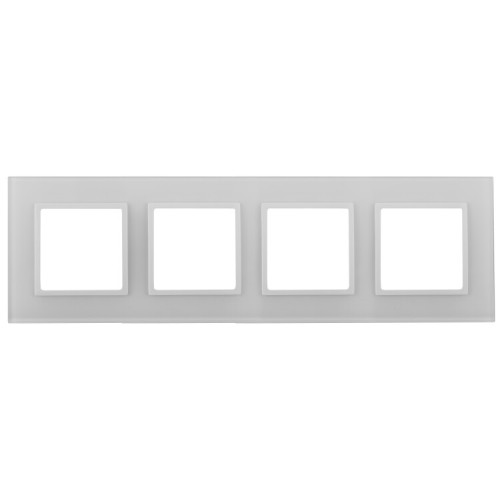 Рамка для розеток и выключателей Elegance 14-5104-01 на 4 поста, стекло, Elegance, белый+белый | Б0059172 | ЭРА