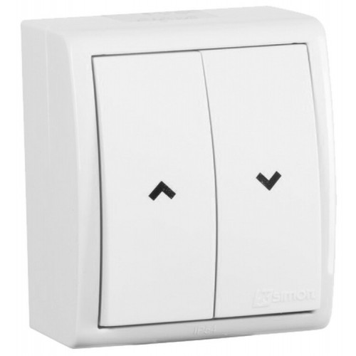 Simon 15 Белый Выключатель 2-кл кнопочный для управления жалюзи без блок-и, IP54, 10А 250В,винт.зажим | 1594332-030 | Simon