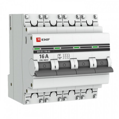 Выключатель нагрузки модульный ВН-63, 4P 16А EKF PROxima | SL63-4-16-pro | EKF