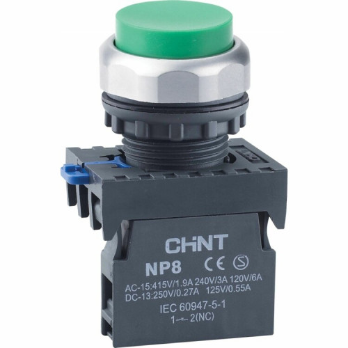 Кнопка управления NP8-10GN/3 без подсветки зелёная 1НО IP65 (R) | 667292 | CHINT