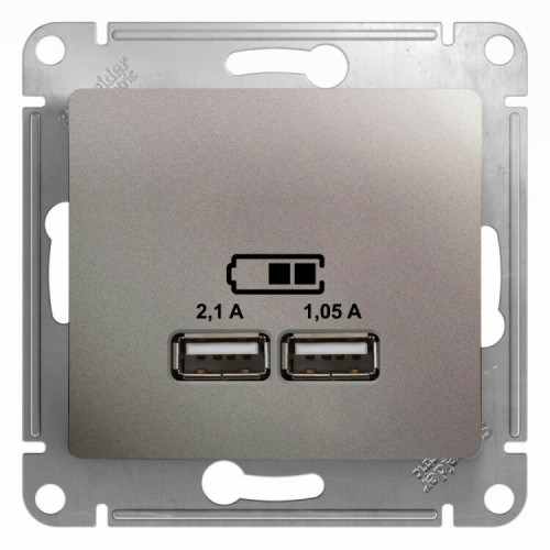 Glossa Платина USB Розетка, 5В/2100мА, 2х5В/1050мА, механизм | GSL001233 | SE