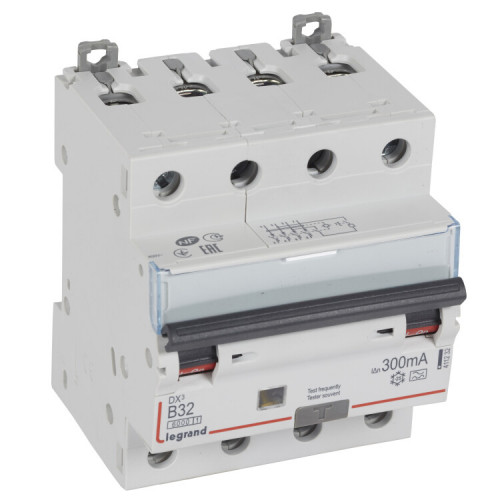 Выключатель автоматический дифференциального тока DX3 6000 4п 32А B 300мА тип A | 411232 | Legrand