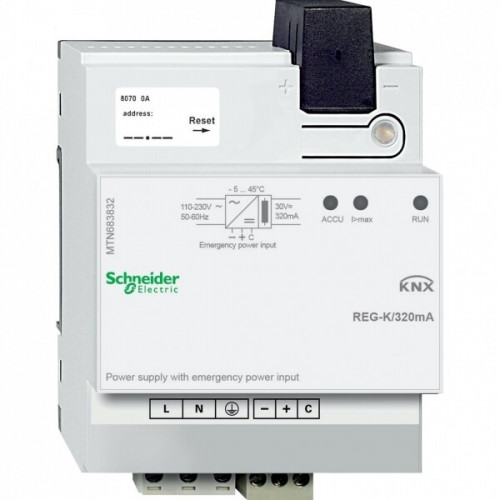 ИСТОЧНИК ПИТАНИЯ 320 REG-K,АВАРИЙНЫЙ ВХ. | MTN683832 | Schneider Electric