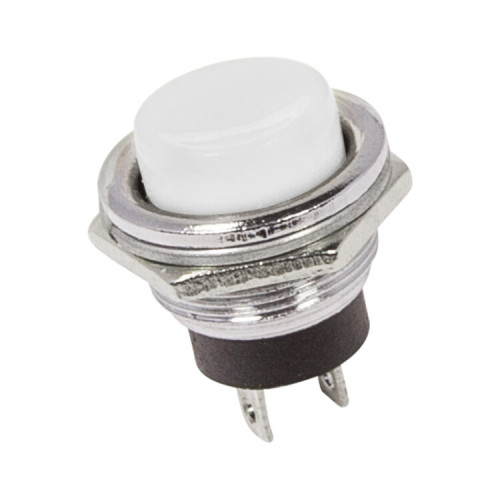Выключатель-кнопка металл 250V 2А (2с) (ON)-OFF ?16.2 белая | 36-3355 | REXANT