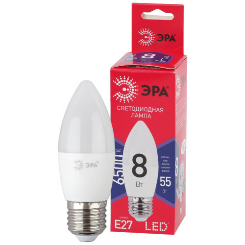 Лампа светодиодная ЭКО LED B35-8W-865-E27 R (диод, свеча, 8Вт, хол, E27) | Б0045342 | ЭРА