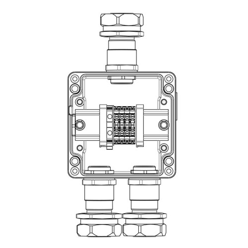 Взрывозащищенная клеммная коробка из полиэстера TBE-P-03-(4xCBC.4-1xTEO.4)-2xKAEPM3MHK-26(A)-1xKAEPM3MHK-26(C)1Ex e IIC Т5 Gb / Extb IIIC T95°C Db IP6