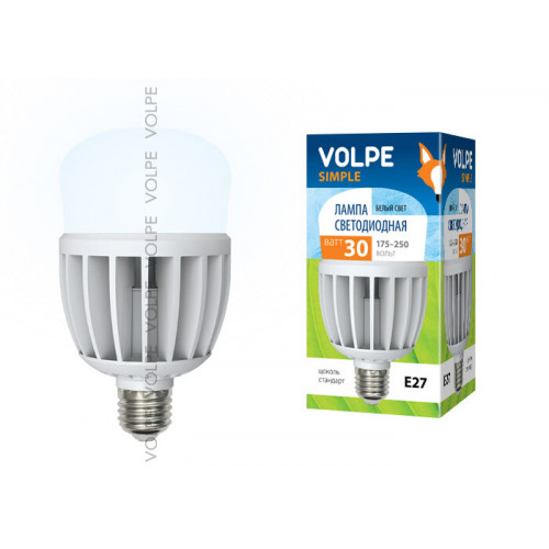 Лампа светодиодная LED-M80-30W/NW/E27/FR/S LED мат., корпус термопластик, 4000К Серия Simple | 10811 | Volpe