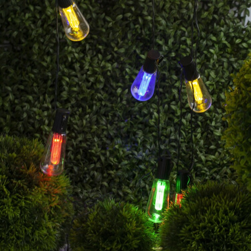 Светильник садовая гирлянда 10 подсвечиваемых светодиодами лампочек ERAGS012-04 длина 3,8 м, IP44 питание от солнечной батареи | Б0038504 | ЭРА