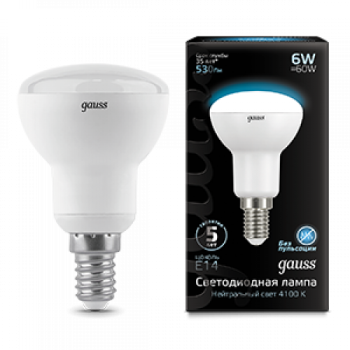 Лампа светодиодная LED 6Вт E14 220В 4100К Reflector R50 | 106001206 | Gauss