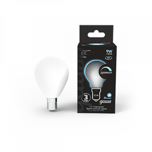 Лампа светодиодная Filament Шар 9W 610lm 4100К Е14 milky диммируемая LED 1/10/50 | 105201209-D | Gauss