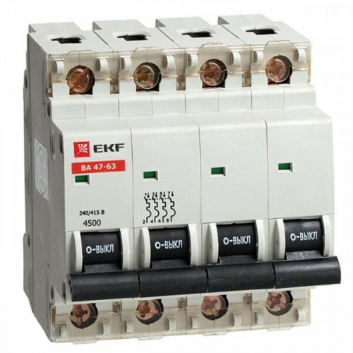 Автоматический выключатель ВА 47-63, 4P 10А (C) 4,5kA | mcb4763-4-10C | EKF