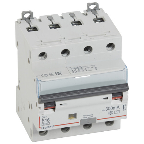 Выключатель автоматический дифференциального тока DX3 6000 4п 16А B 300мА тип AС | 411359 | Legrand