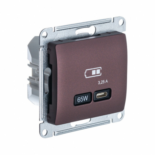 GLOSSA БАКЛАЖАНОВЫЙ USB РОЗЕТКА тип-C 65W высокоскор.заряд. QC PD | GSL001127 | SE