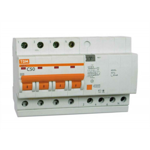 Выключатель автоматический дифференциального тока АД14 4п 25А C 100мА тип AC (8 мод) | SQ0204-0034 | TDM