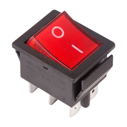 Выключатель клавишный 250V 15А (6с) ON-ON красный с подсветкой | 36-2350 | REXANT