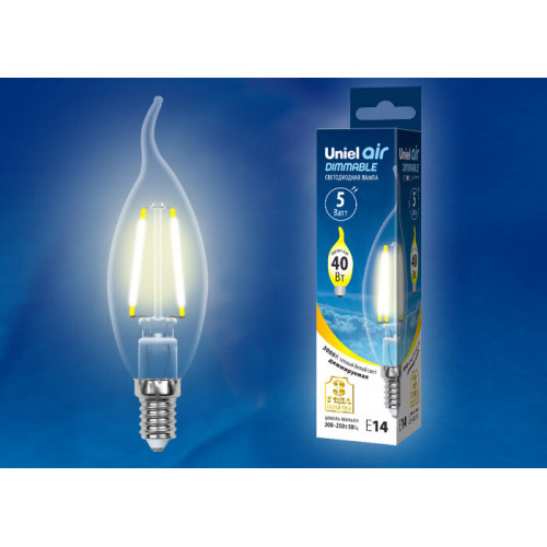 Лампа светодиодная LED-CW35-5W/WW/E14/CL/DIM GLA01TR LED диммируемая. 