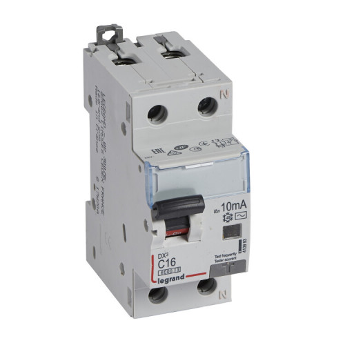 Выключатель автоматический дифференциального тока DX3 6000 1п+N 16А С 10мА тип AС | 410993 | Legrand
