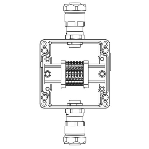 Коробка клеммная Ex из алюминия: 1Ex e IIC Т5 Gb / Ex tb IIIB T95°C DbIP66: Клеммы 2,5 кв.мм. -6 шт. : А, С: ввод D8-13мм под небронированныйкабель в