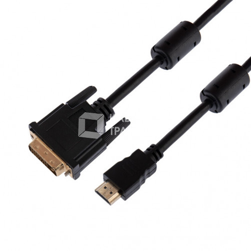 Шнур HDMI - DVI-D с фильтрами, длина 1,5 метра (GOLD) (PE пакет) | 17-6303 | REXANT