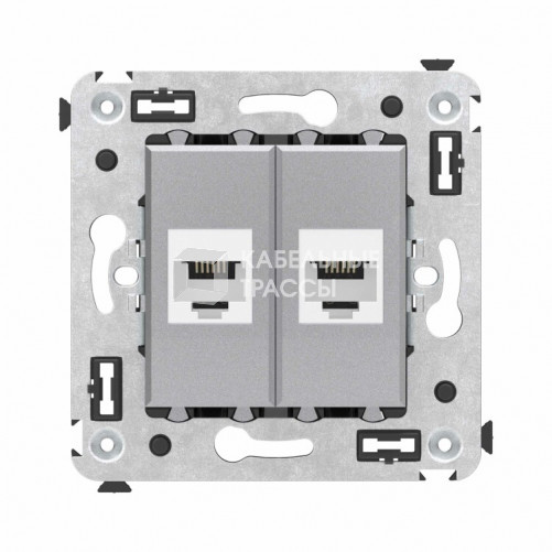 Телефонная розетка RJ-12 без шторки в стену двойная, 