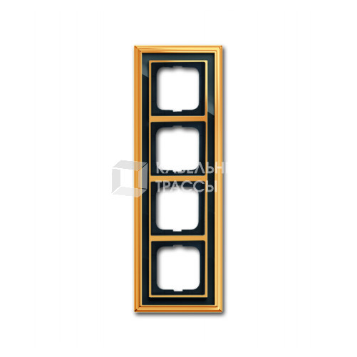 Рамка 4-постовая, серия Династия, Латунь полированная, черное стекло | 1754-0-4568 | 2CKA001754A4568 | ABB