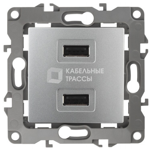 Устройство зарядное USB 12-4110-03 , 5В-2100мА, алюминий (6/60/1920) |Б0027493 | ЭРА