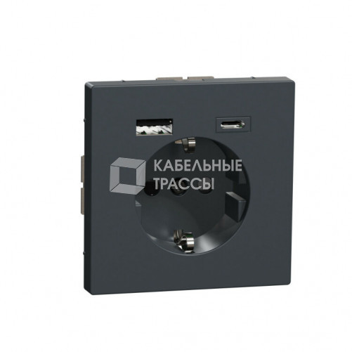 MERTEN D-Life, РОЗЕТКА с USB A+C, АНТРАЦИТ | MTN2367-6034 | Schneider Electric