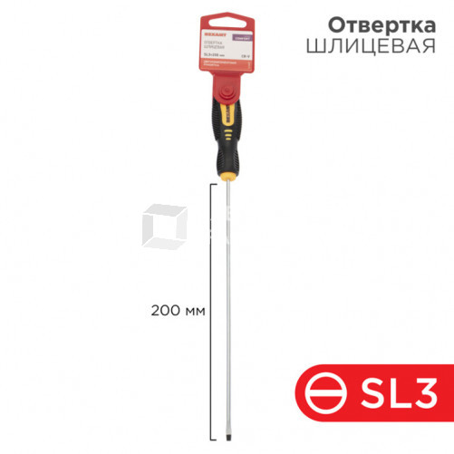 Отвертка шлицевая SL 3х200 мм, двухкомпонентная рукоятка | 12-6423 | REXANT