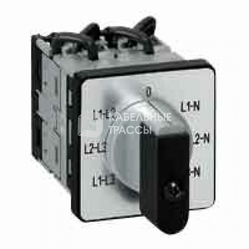 Переключатель электроизмерительных приборов - для вольтметра - PR 12 - 4 контакта - с нейтралью - крепление на дверце | 014652 | Legrand