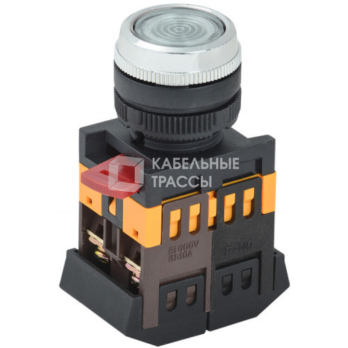 Кнопка ABLFS-22 прозрачный d22мм неон/240В 1з+1р | BBT30-ABLFS-K08 | IEK