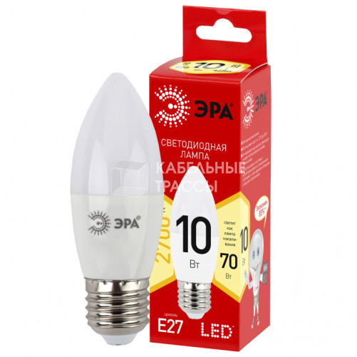 Лампа светодиодная RED LINE LED B35-10W-827-E27 R E27 / Е27 10 Вт свеча теплый белый свет | Б0052377 | ЭРА